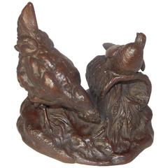 1880 Bronze Sculpture of Two Birds by D. Comalera