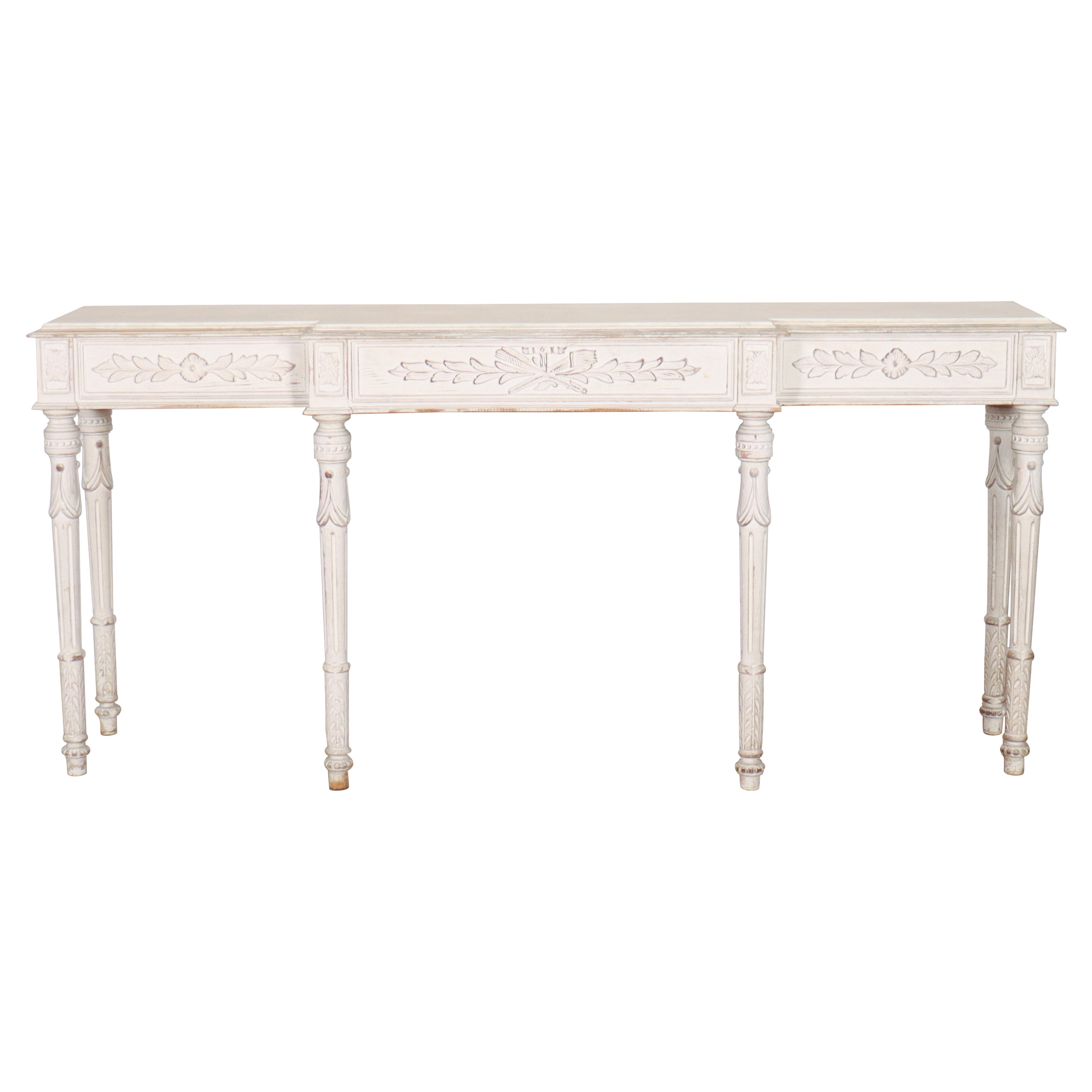 Painted Breakfront Console Table For Sale