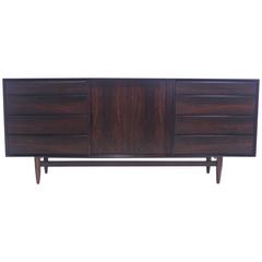 Danish Modern Rosewood Dresser or Credenza with Tambour Doors by Falster