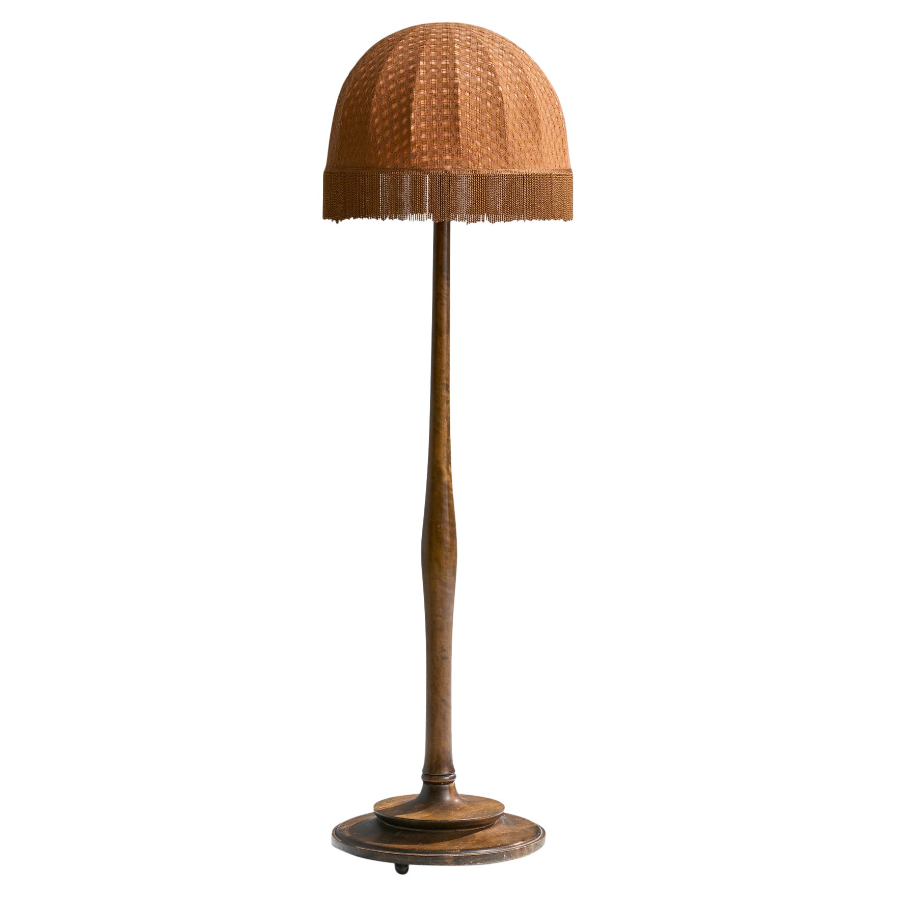 Swedish Designer, Floor Lamp, Birch, Fabric, Sweden, 1920s