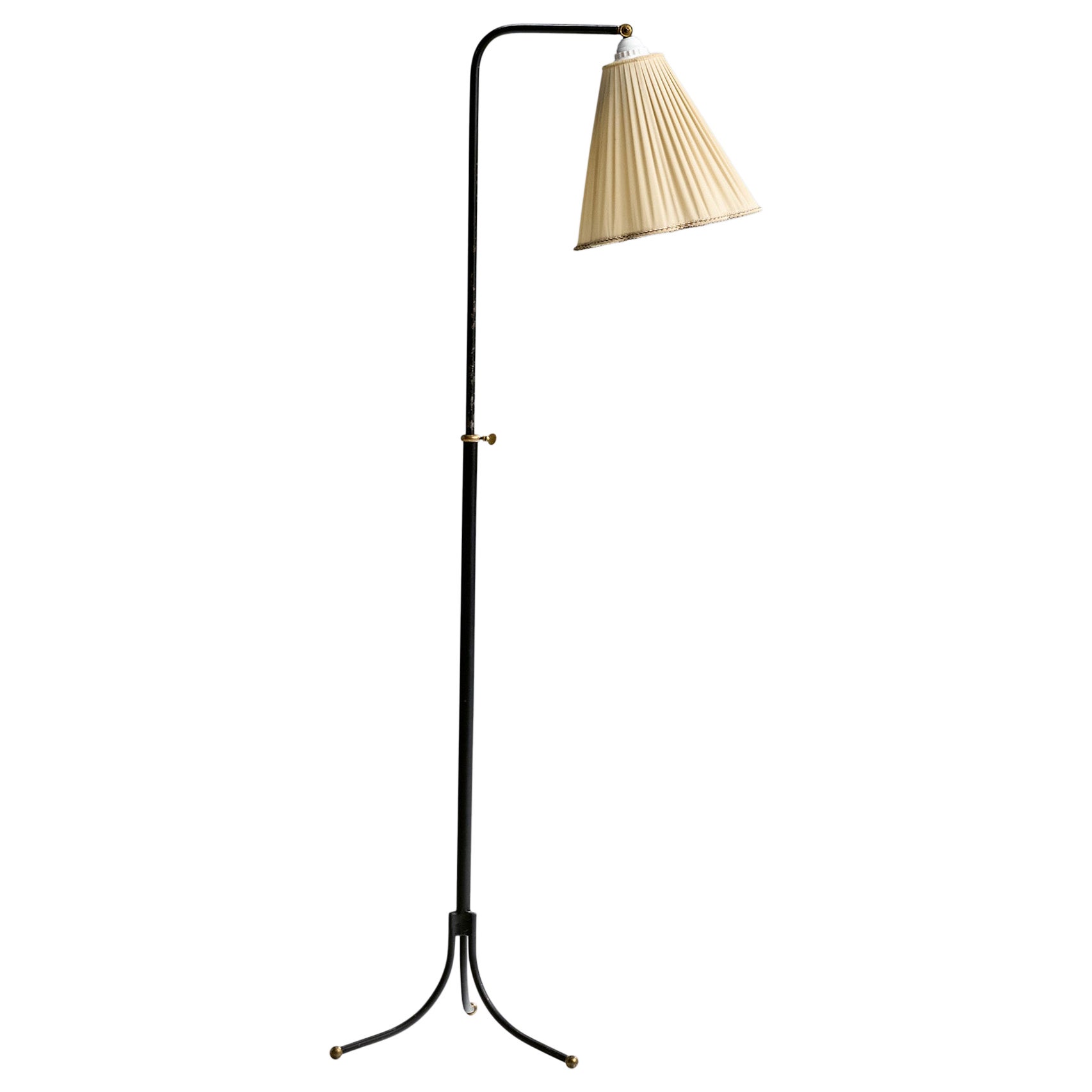 Josef Frank, lampadaire, laiton, métal, tissu, Suède, années 1950