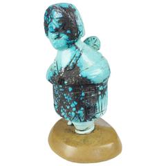 Carved Turquoise Mother and Child by Teddy Weahkee, circa 1930