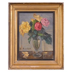 Boris Buchet (French, 1917 – 1999) Oil on board - Still life of roses in a vase