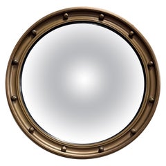ANTIQUE 1920'S BUTLERS CONVEX GOLD GILT WOOD WALL MiRROR