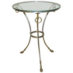 Italian Jansen Style Steel and Brass Gueridon Side Table