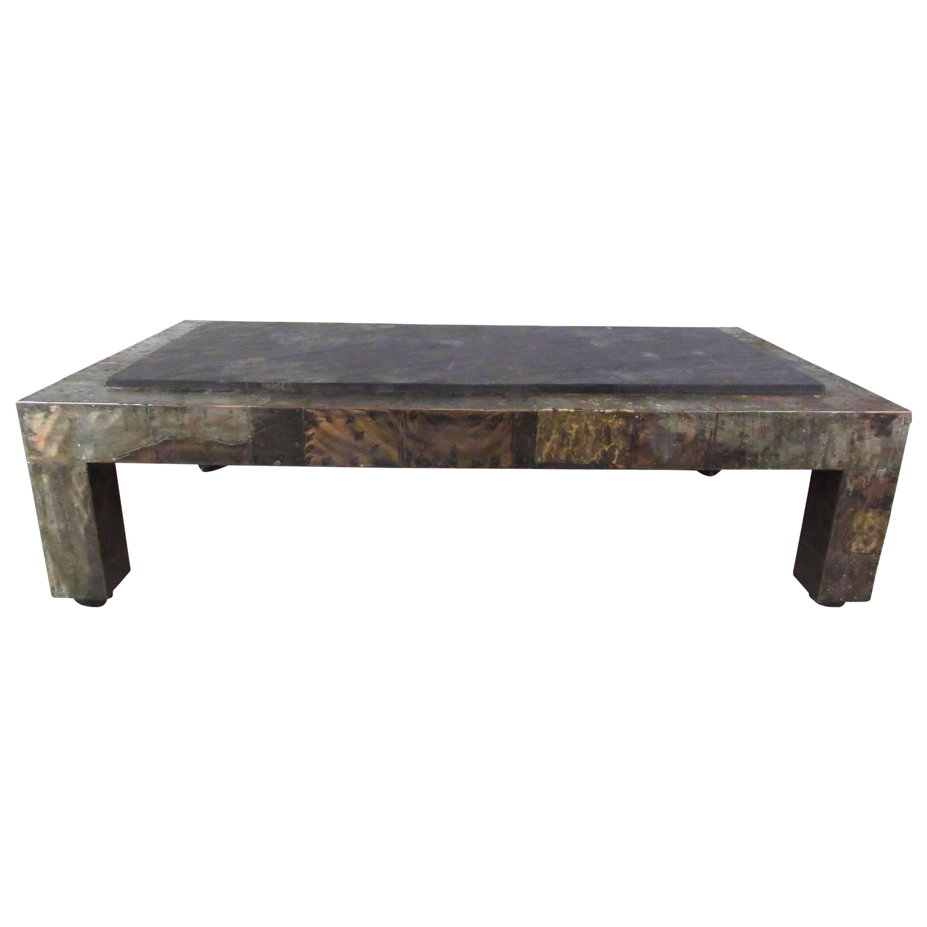 Paul Evans Patchwork Metal and Slate Coffee Table