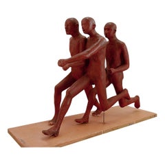 "Coureurs" escultura de escayola con pátina de terracota