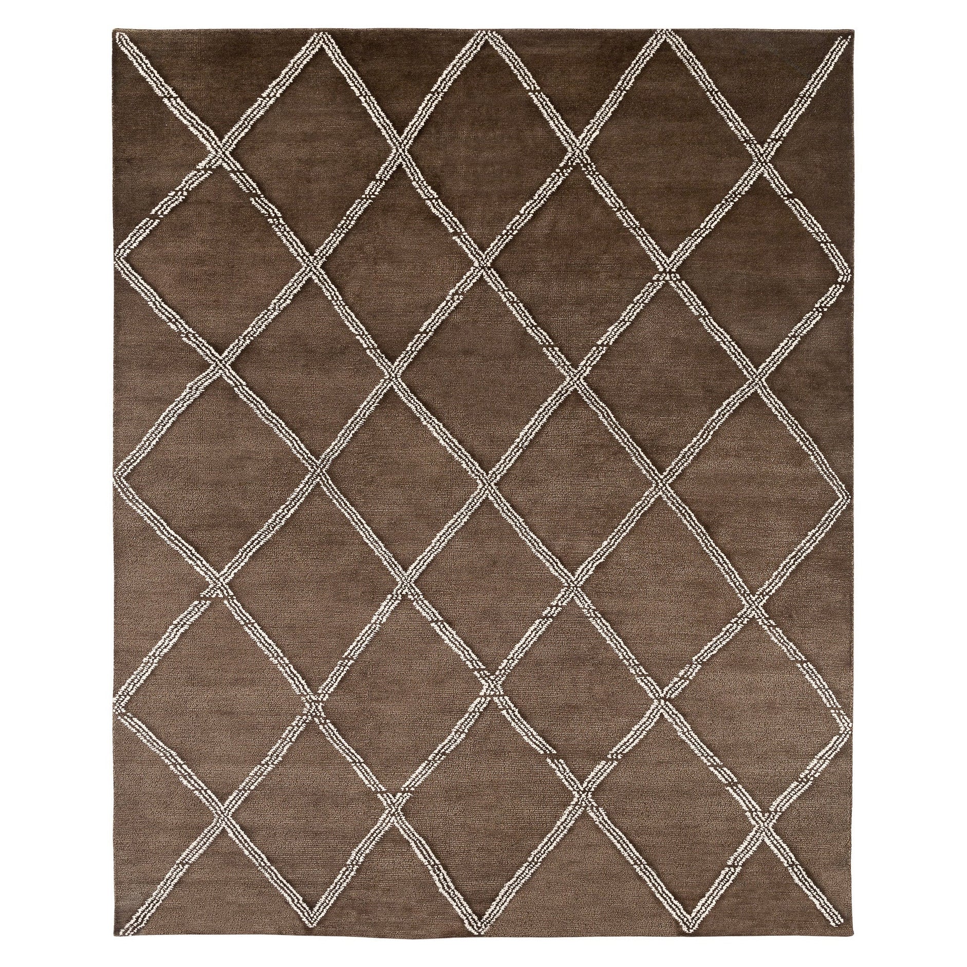 Tappeto moderno e minimalista in mohair fatto a mano a chiazze marroni di Joseph Carini