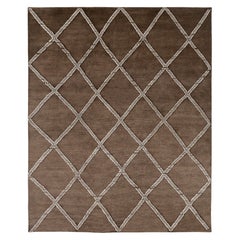 Alfombra de mohair marrón minimalista moderna hecha a mano por Joseph Carini