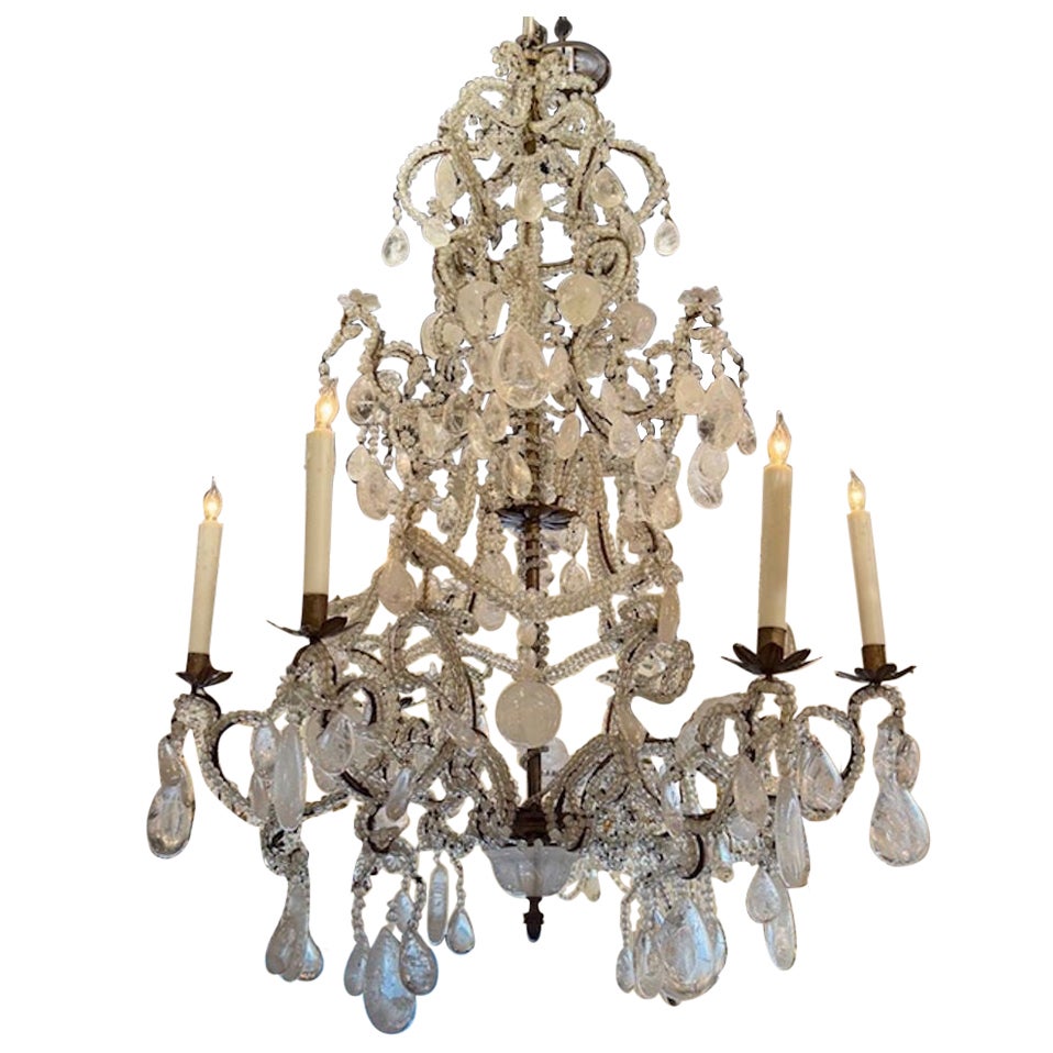 19th Century French Rock Crystal Chandelier