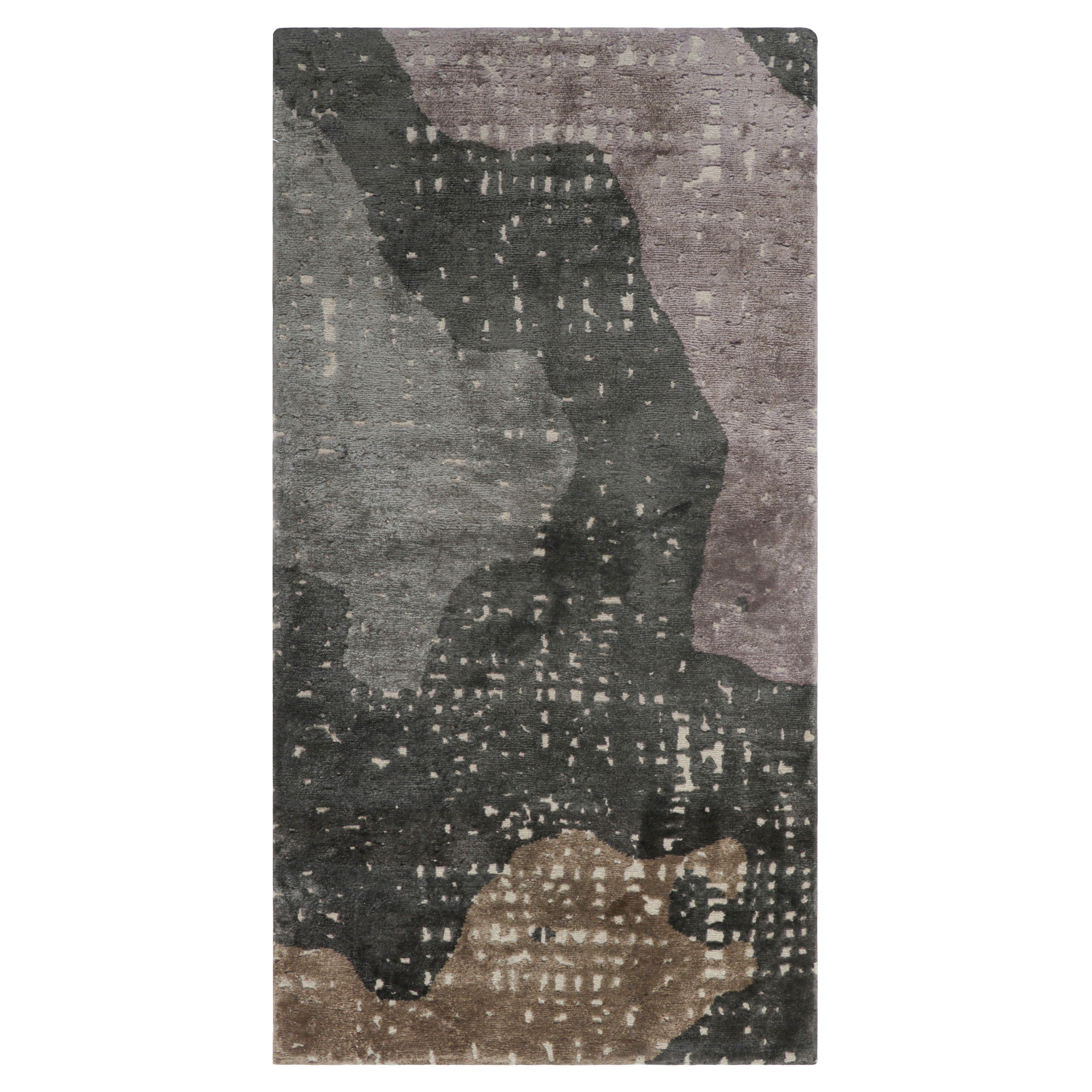 Alfombra abstracta moderna "Luces de la ciudad" de Rug & Kilim en tonos grises y beige-marrón en venta