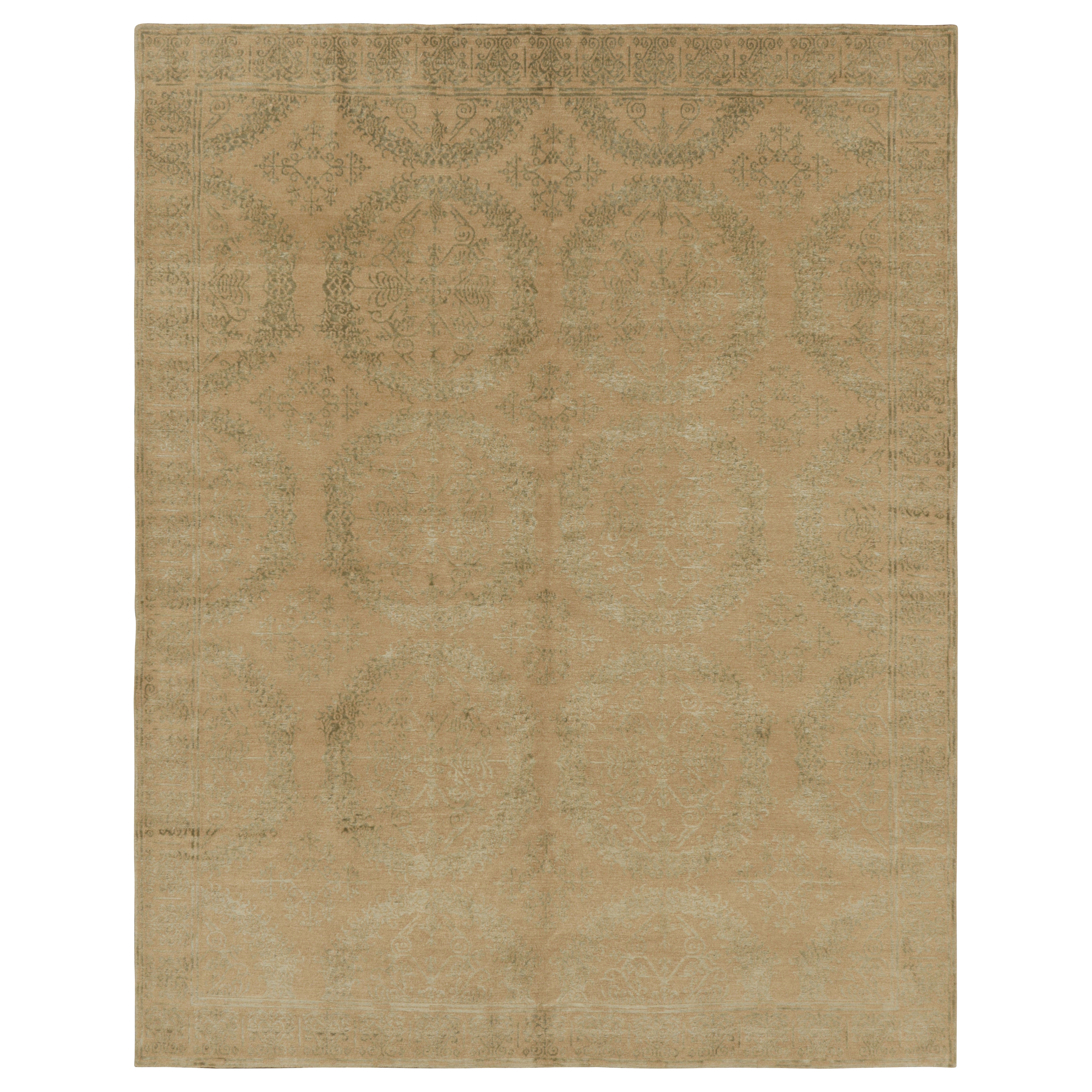 Rug & Kilim’s European Style Rug in Gold with Floral Medallions “Catana”