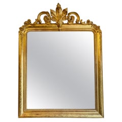 19th Century French Gold Giltwood Louis Philippe Mirror with Crest