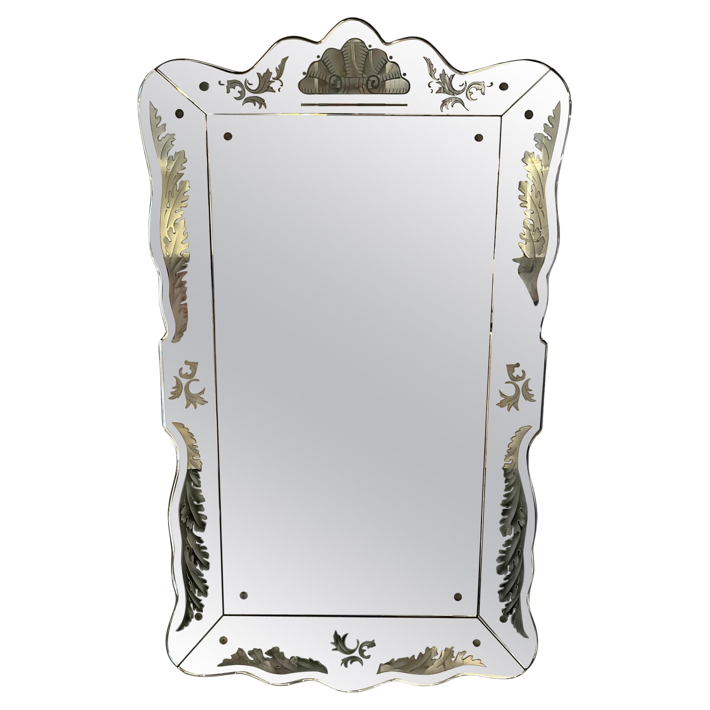 Venetian Crystal Mirror by Pietro Chiesa for Fontana Arte circa 1940