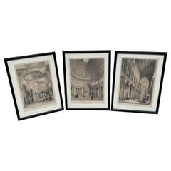 Ensemble de 3 gravures architecturales italiennes des années 1960