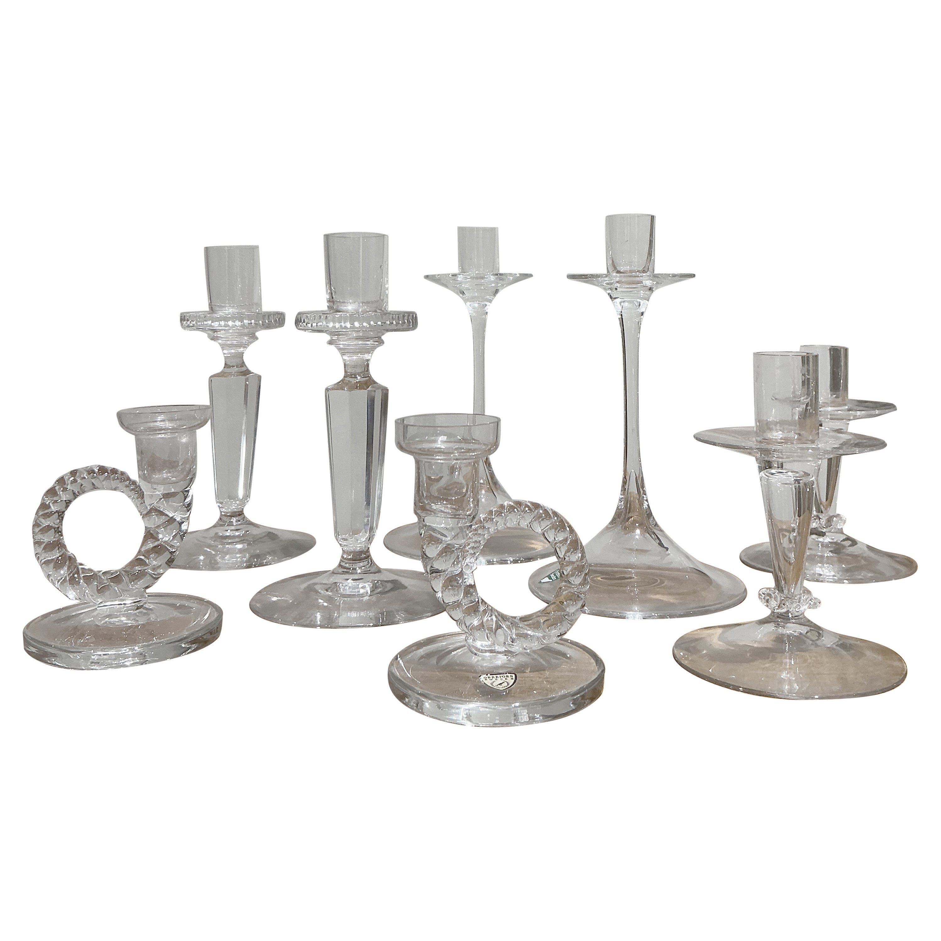 8 chandeliers en verre Nils Landberg Orrefors Suède 1970