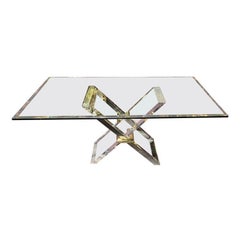 Solid Acrylic Designer Dining Table with Solid Glass Top