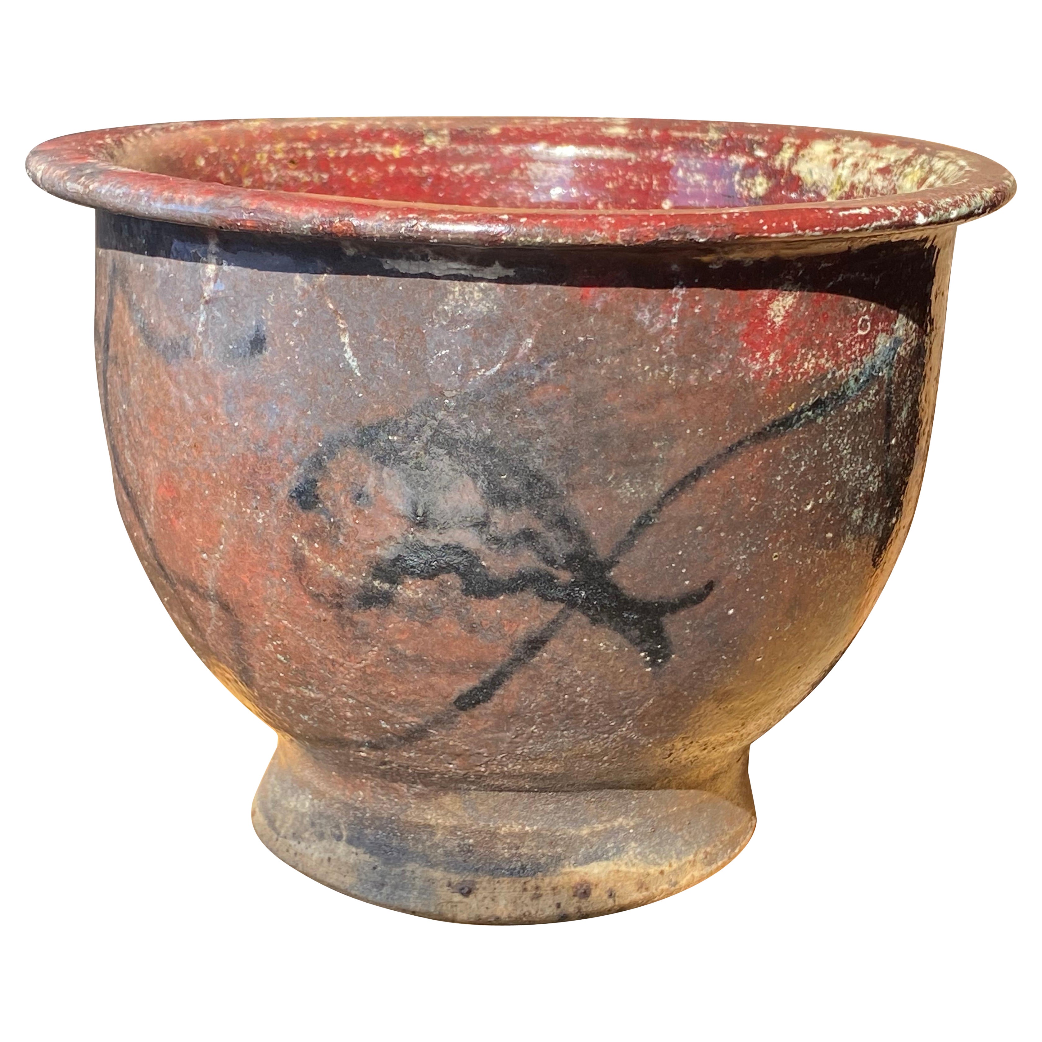 Henry Varnum Poor 1950s midcentury Aquatic Themed Stoneware Fish Bowl (bol à poisson en grès à thème aquatique)