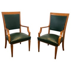 Pair of Oak and Leather Armchairs by  De Coene Frères