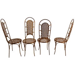 Set of Four Gilt Metal Dining Chairs