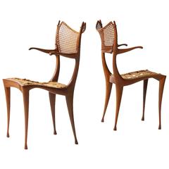Rare Pair of Dan Johnson Gazelle Chairs in Italian Walnut