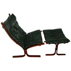 Ingmar Relling Siesta Black Leather Westnofa Lounge Chair and Ottoman