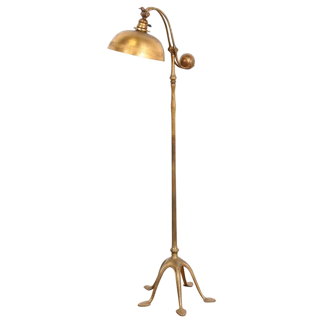 Lampadaire à contrepoids en bronze Doré de Tiffany Studios New York, Circa 1910