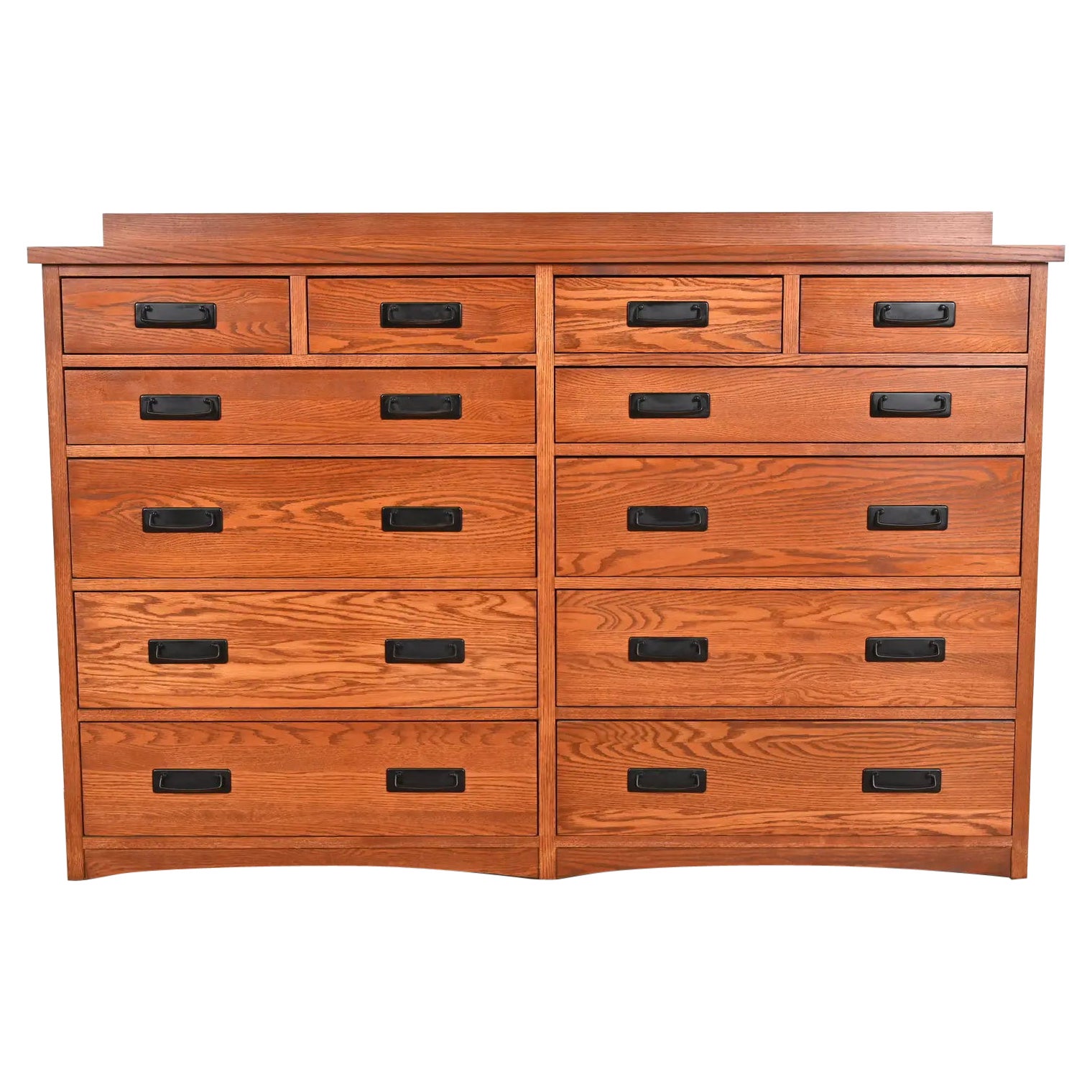 Stickley Style Mission Oak Arts & Crafts Twelve-Drawer Dresser Chest