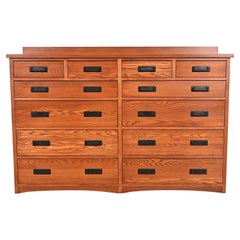 Stickley Style Mission Oak Arts & Crafts Twelve-Drawer Dresser Chest