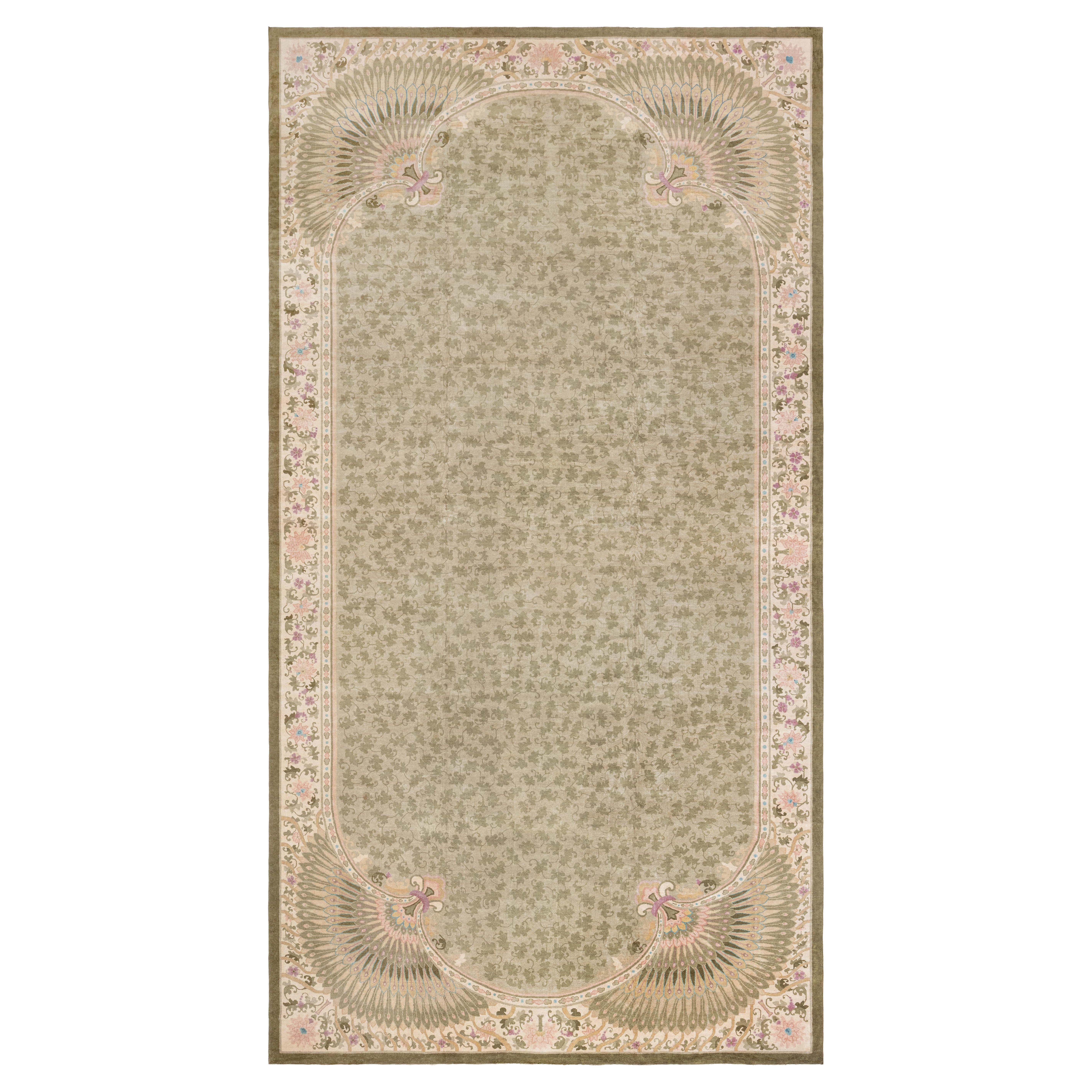 Doris Leslie Blau Vintage Chinese Botanic Handmade Wool Rug