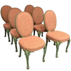 Suite of Six Carved Serge Roche Style Frond Chairs