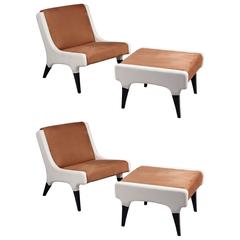 Pair of Chairs with Stools Gio Ponti, Italy, circa 1964 5