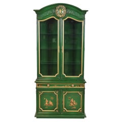 Karges Regencia Francesa Luis XVI Chinoiserie Verde Lacado Librería Iluminada