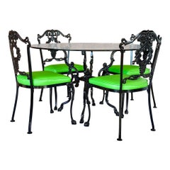 Mid-20th Century Hollywood Regency Res. Aluminum Dining Table and Four Chairs