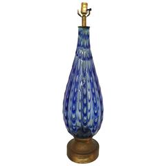 Vintage Oversize Blue Barovier Murano Glass Table Lamp, circa 1960s