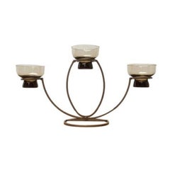 Mid-Century Danish Metal and Glass Candleholder, 1960s