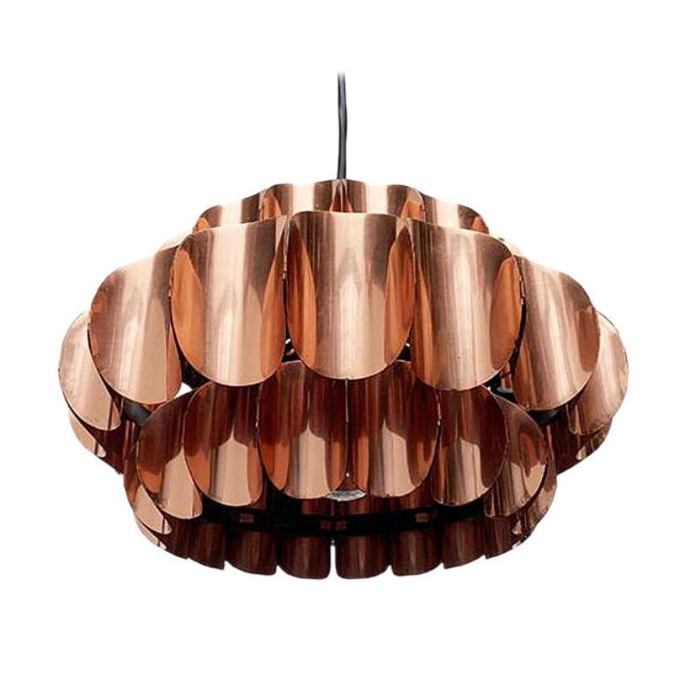 Lampada a sospensione in rame svizzero di Hans Zender per Temde, 1960