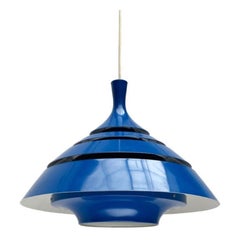 Mid-Century Space Age-Pendelleuchte aus blauem Lamellar von Hans-Agne Jakobsson, 1960er Jahre