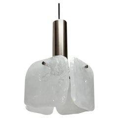Mid-Century Metal and Ice Glass Model Bernstein Pendant Lamp from Kalmar, 1960s