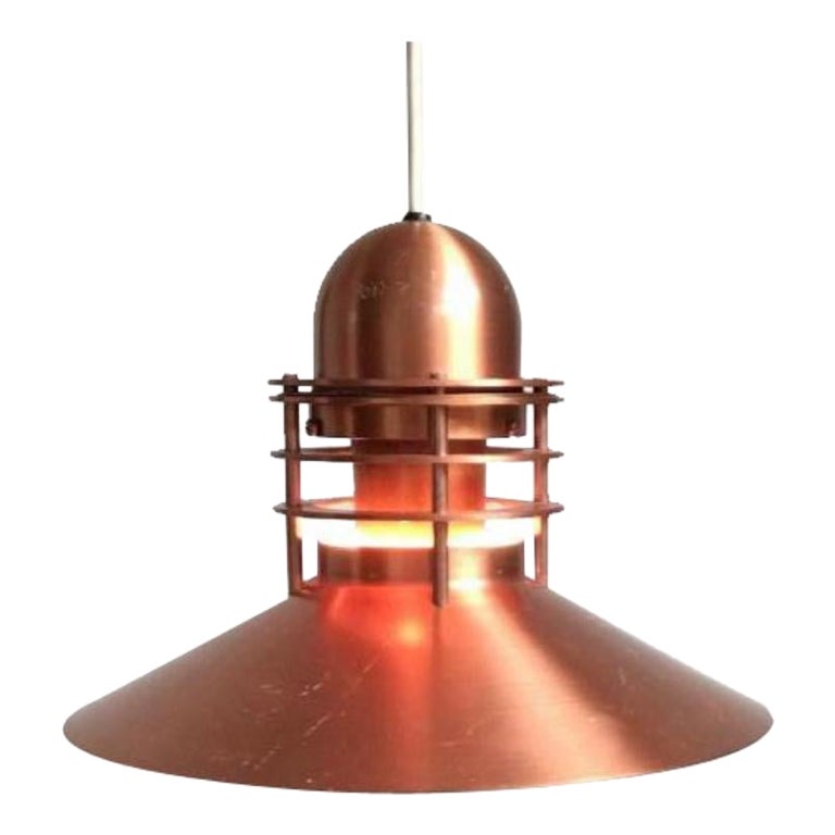 Vintage Danish Model Nyhavn Copper Suspension Lamp by Alfred Homann and Ole V. Kjær