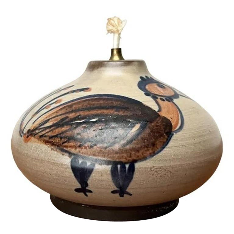 Dänische Studio-Keramik-Öllampe aus der Mitte des Jahrhunderts von Willer Keramik, 1960er Jahre