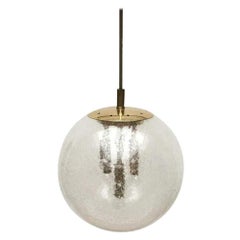 Mid-Century German Space Age Glass and Brass Big Ball Planet Pendant Lamp, 1960s