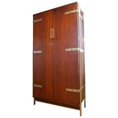 Vintage Graphic Two-Door Tall Cabinet Attributed to Monteverdi Young  C. 1950s