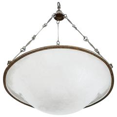 Antique White Glass Pendant Light Fixture or Plafonnier