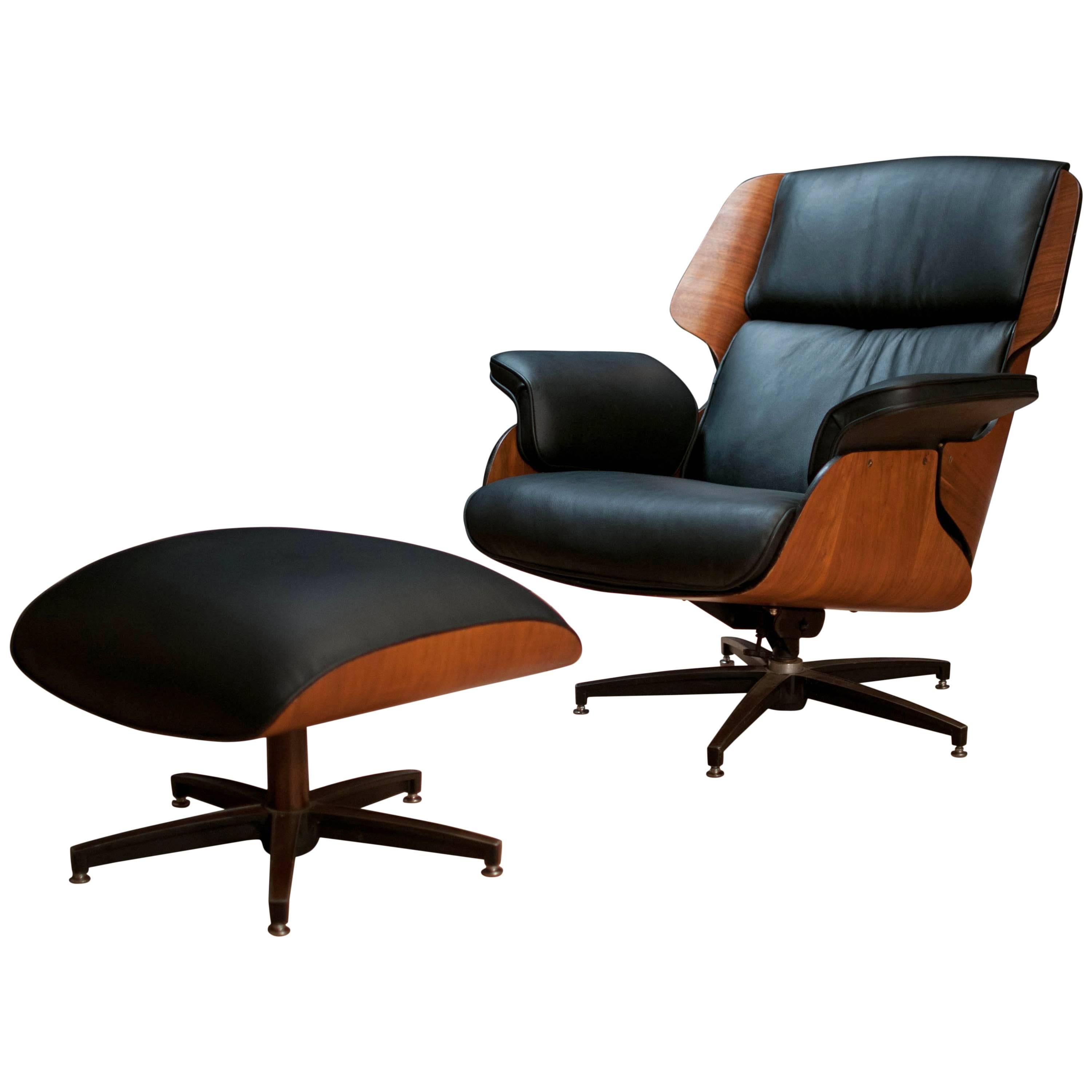 Drexel Declaration Leather Lounge Chair and Ottoman
