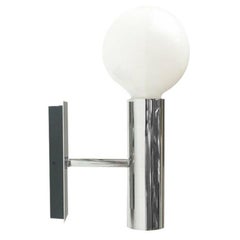 Minimalistische deutsche Chrom-Wandleuchte aus der Mitte des Jahrhunderts aus Hustadt, Space Age, 1960er Jahre
