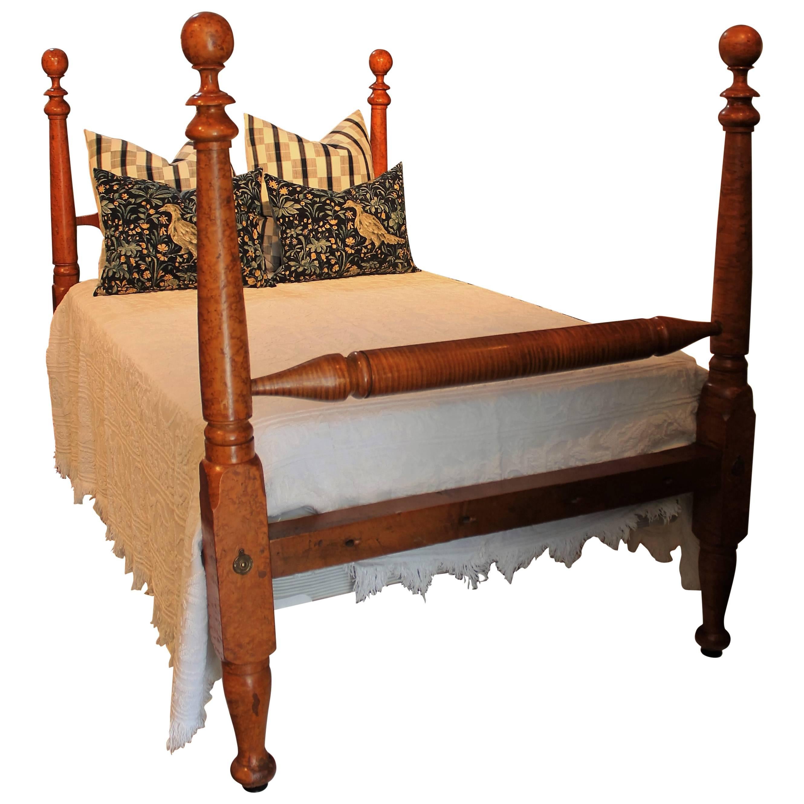 Early 19th Century Bird’s-Eye Maple Poster Bed