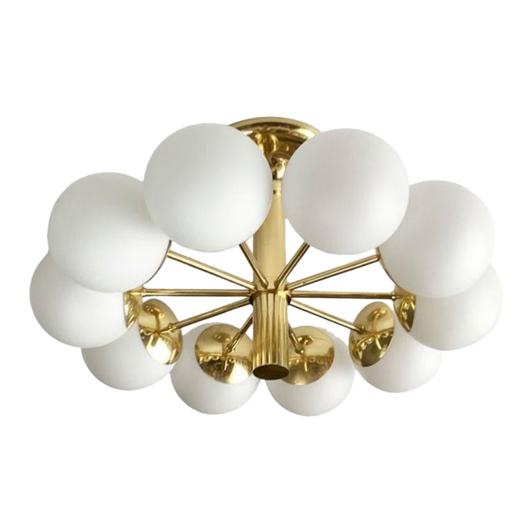 Mid-Century Space Age German Brass Ceiling Lamp from Kaiser Leuchten, 1960s