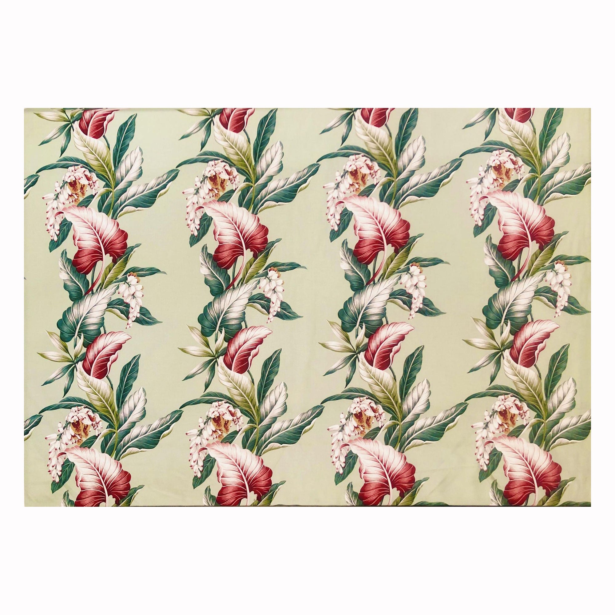 Tessuto in cotone Broadcloth in stile MCM con disegni di fiori e foglie tropicali di Trendtex in vendita