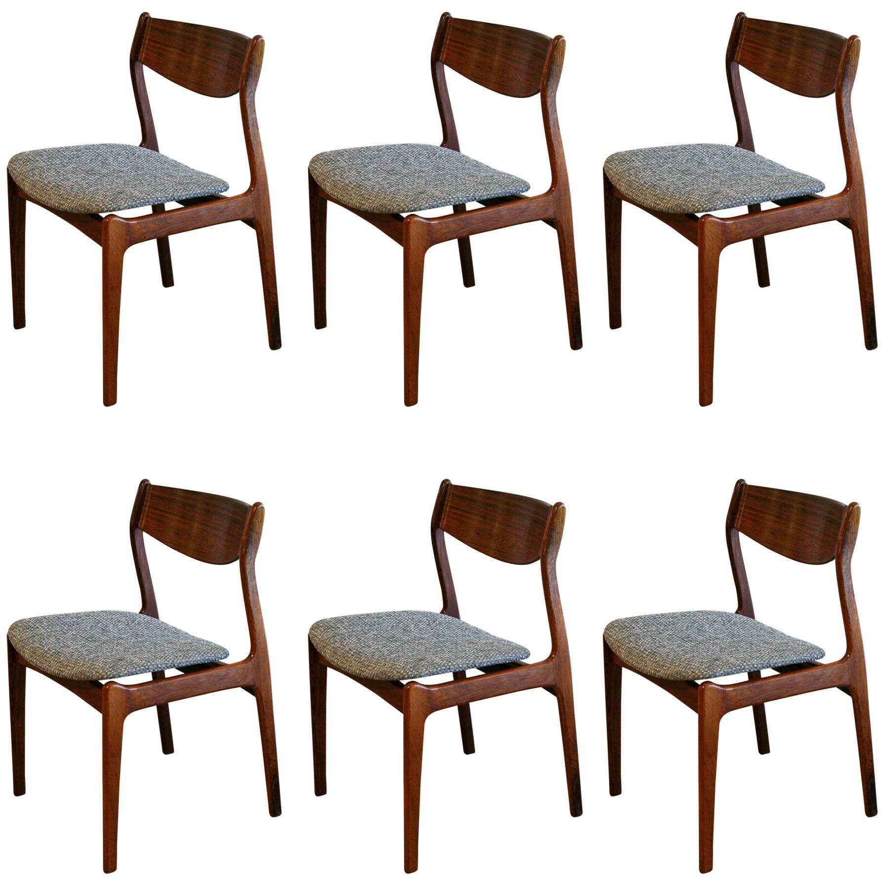 Vintage Danish Rosewood Dining Chairs Set of Six